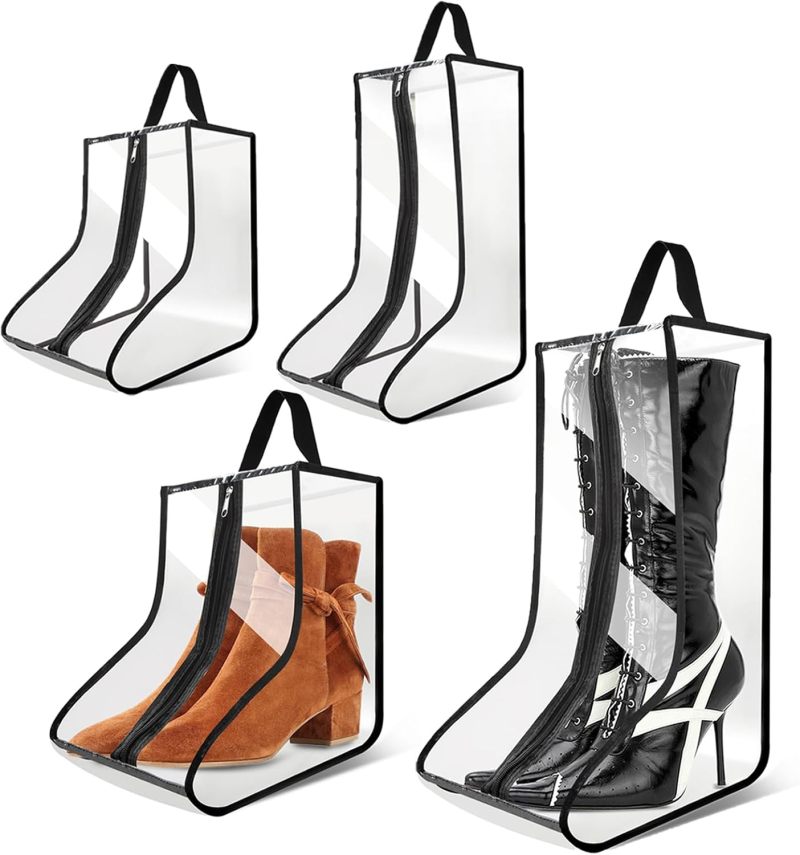 Transparent Boot Organizer: 2 Small 2 Big Compartments, Washable PVC Material - Versatile Storage Solution for Ankle, Tall & Cowboy Boots for Frequent Travelers, Golf & Ski Trips - Image 1