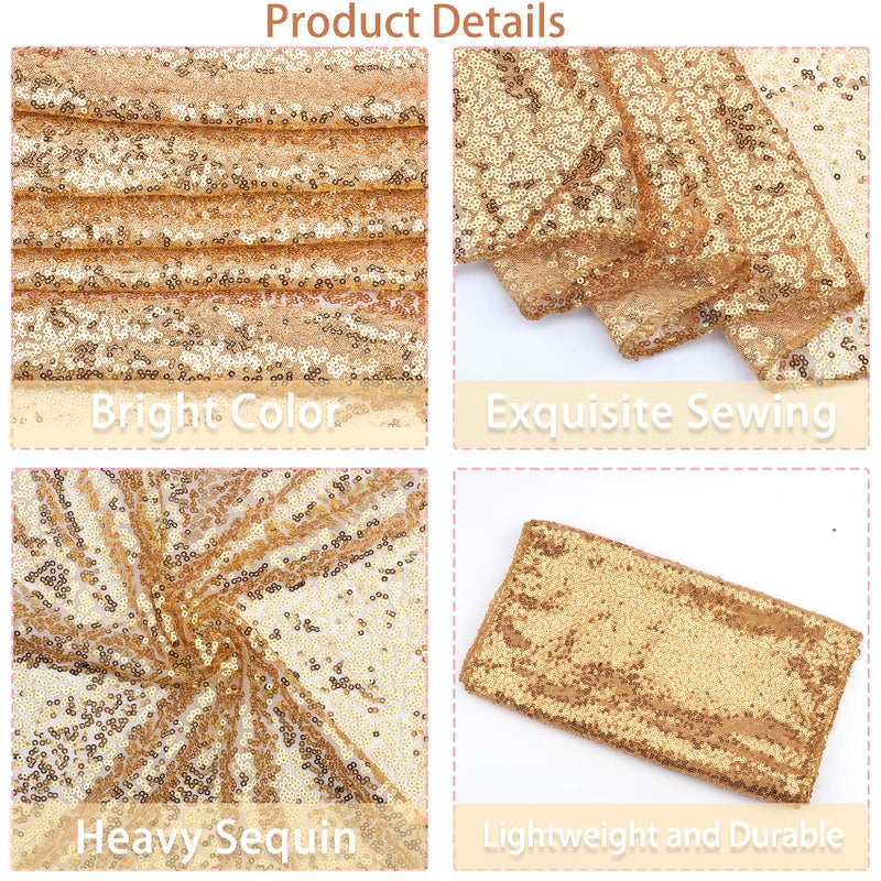 Fivenl 12 Packs 12 X 72 Inch Sequin Table Runner Glitter Dining Table Runner for Birthday Wedding Engagement Bridal Baby Shower Bachelorette Holiday Celebration Party Supplies Decorations (Champagne Gold) - Image 4