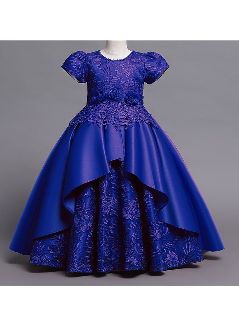 Girls dress long satin embroidered princess dress performance dress Costumes - Image 2