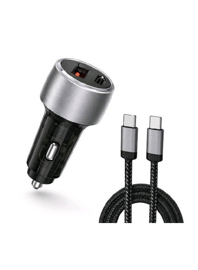 شاحن سيارة سريع 55 واط بمنفذين USB و تايب سي (Type-C) – شحن سريع وقوي لجميع الأجهزة – دعم PD و QC – حماية ذكية متعددة – متوافق مع سيارات 12V-24V – تصميم عملي وأنيق - Image 1