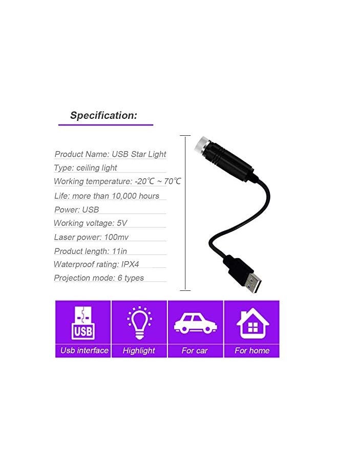 erorex مصباح ليلي USB، مصباح ليلي على شكل نجمة من BAILONGJU، أضواء داخلية حمراء رومانسية قابلة للتعديل، أضواء سقف السيارة المحمولة القابلة للانحناء بحرية لتزيين السيارة والسقف وغرفة النوم والحفلات  - Image 2