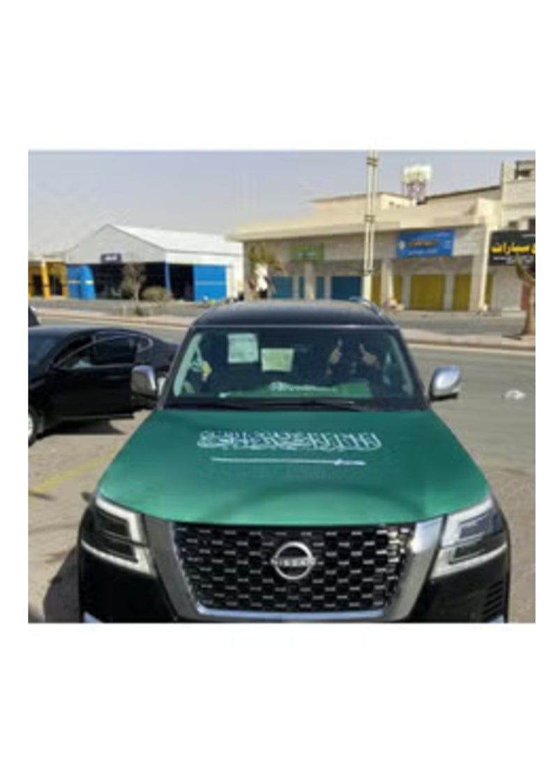 Car Flag, Saudi Flag On The Car, Car Hood Cover For Saudi National Day, Large Size Suitable For All Cars - Image 2