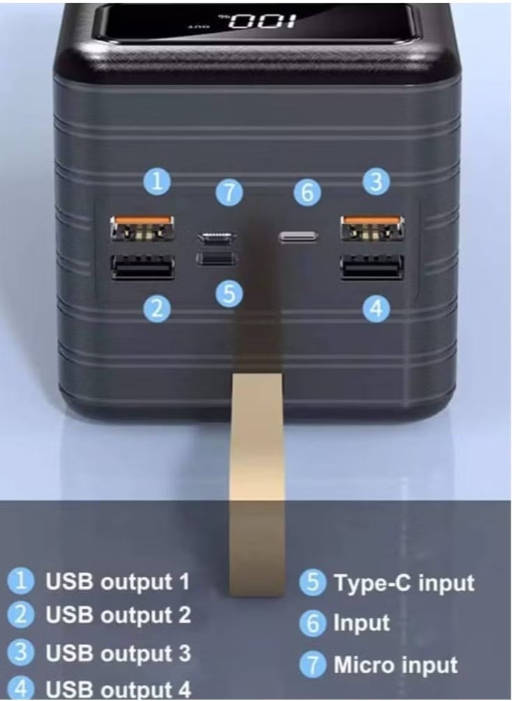 REBENUO بنك طاقة محمول 7000mAh – بطارية خارجية مدمجة للشحن السريع للهواتف الذكية، والأجهزة اللوحية، وسماعات الأذن وأجهزة USB – شاحن سفر رفيع بسعة عالية مع مدخل USB وType-C – خفيف الوزن بحجم الجيب - Image 3