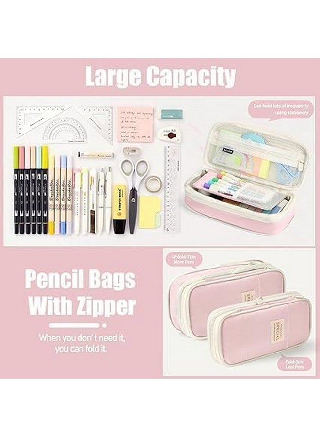 DROPOSALE Big Pouch Pen Keep Your Writing Essentials Organized and Visible Best for Student Exams Pack of 1 (Big Pink) - Image 4