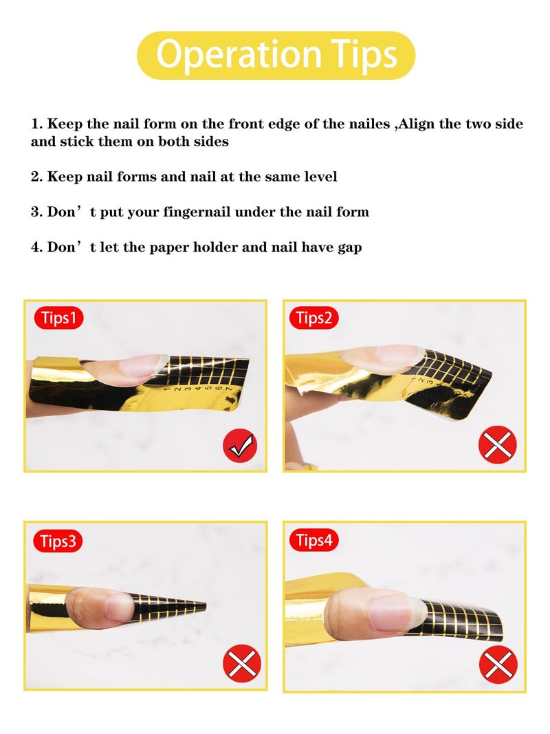 Namgznso Gold Horseshoe Polygel Nail Forms - 500 PCS, Acrylic & Gel Nails Art Guide Sticker for DIY Manicure Design - Image 4