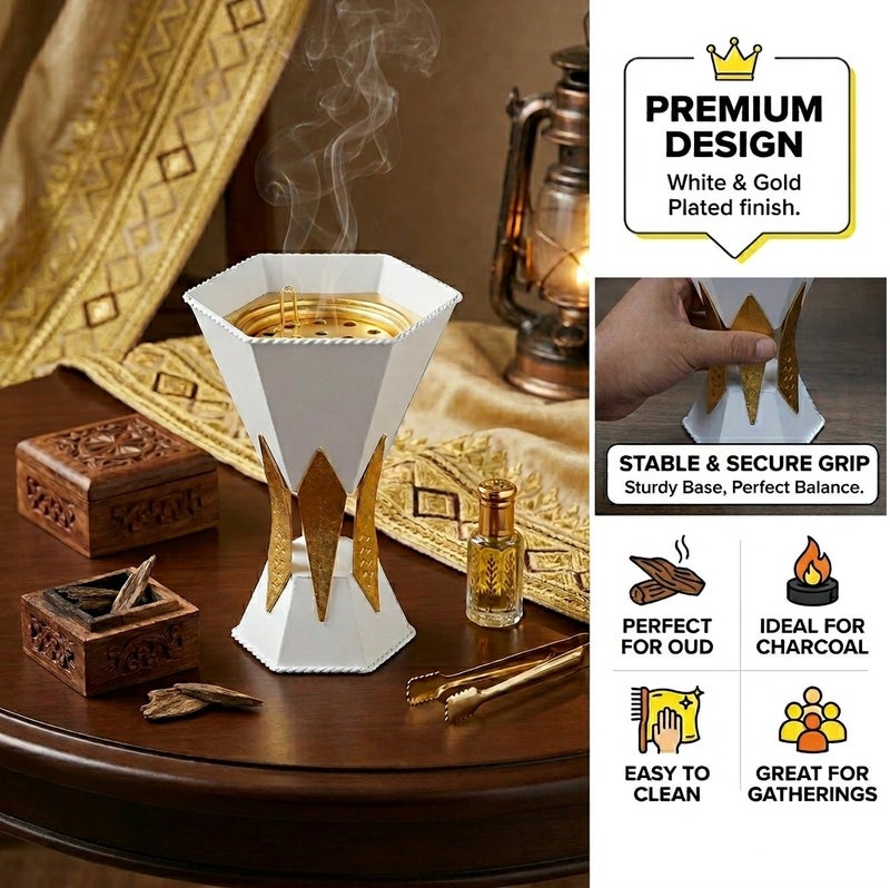 Luxury Geometric Hourglass Incense Burner for Bakhoor and Oud - LC-604S - Image 5