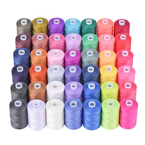 Simthread All Purpose Sewing Thread, 42 Spool Assorted 1000 Yards Polyester Threads for Sewing, Handy Polyester Sewing Threads for Sewing Machine - 42 Colors - Image 1
