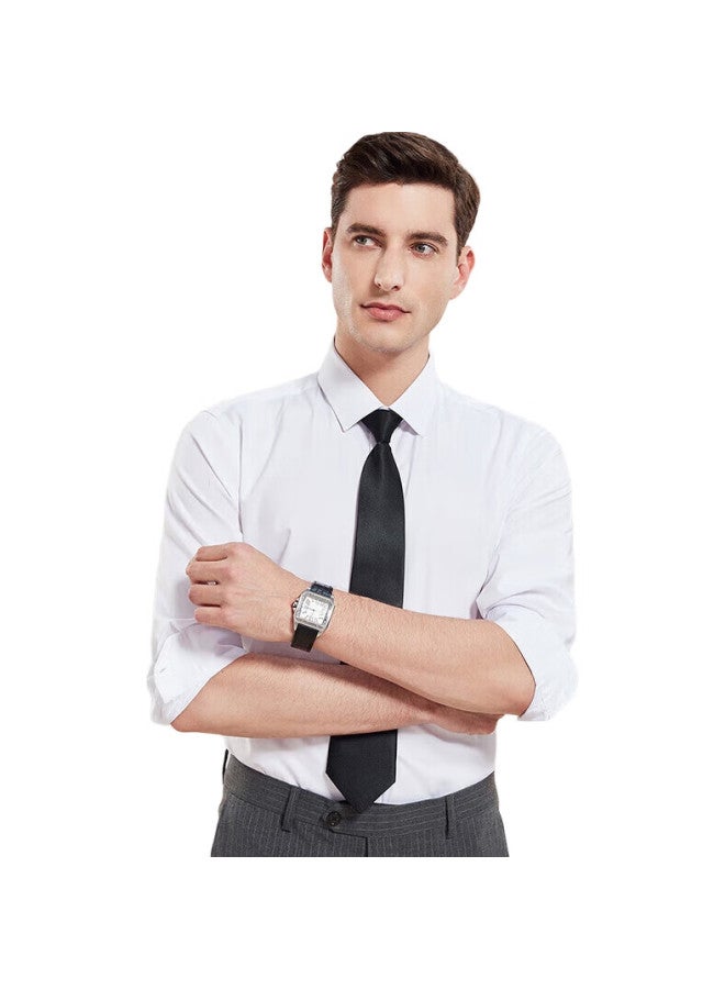 ROMON قميص أبيض رسمي للرجال بلون صلب، ملابس عمل للمسافرين، قميص بأكمام طويلة للرجال، Cszh01 أبيض، مقاس 41 - Image 2