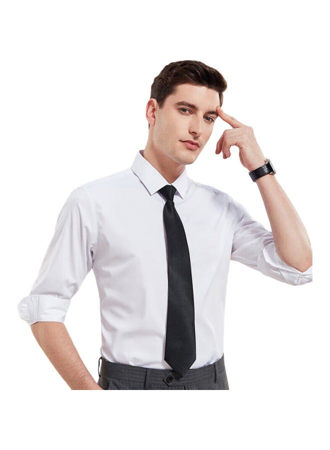 ROMON قميص أبيض رسمي للرجال بلون صلب، ملابس عمل للمسافرين، قميص بأكمام طويلة للرجال، Cszh01 أبيض، مقاس 41 - Image 3