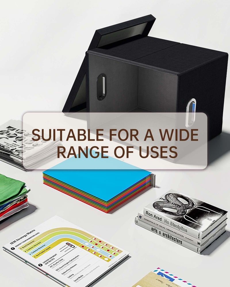 Oterri 2 Pack File Storage Organizer, Filing Box, Portable File Box with Lid, Fit for Letter/Legal File Folder Storage, Document Organizer, Black - Image 5