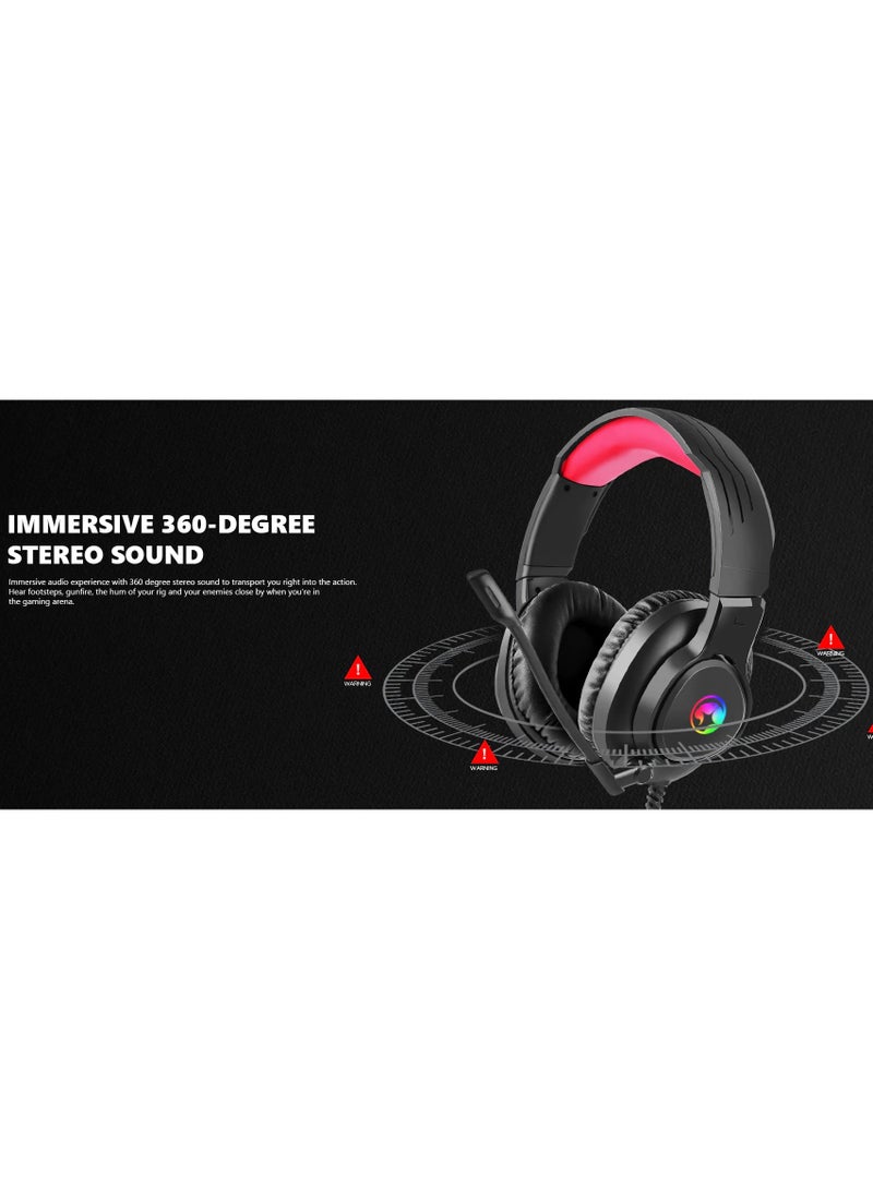 Marvo HG8958 RGB Gaming Headset - Stereo Surround Sound With Volume Control in Earcups  - Image 4