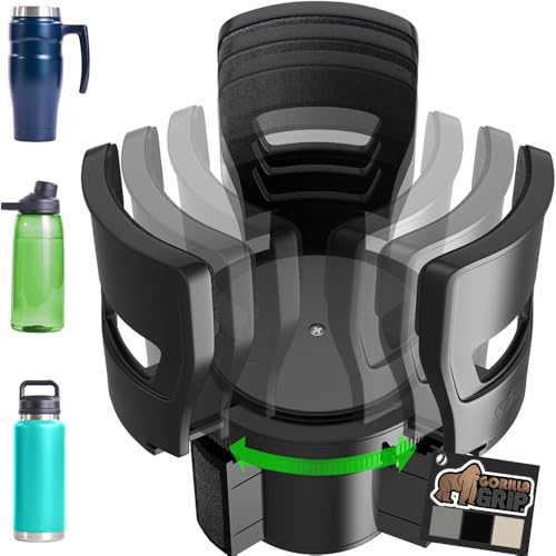 GORILLA GRIP Patent Pending Car Cup Holder Expander, Keeps Large Drink Cups Secure, Expands Fits Yeti, HydroFlask, Stanley 18 to 48oz Large Water Bottles, Coffee Mug, Adjustable Arms Insert, Black - Image 1