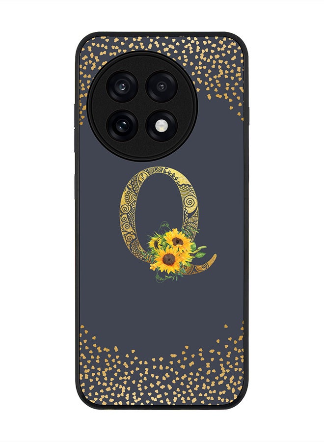 Stylizedd For OnePlus 13R / Ace 5 Pro Case,Slim fit Camera Protection, Shockproof Thin Phone cover  - Custom Floral Monogram - Q  (Grey )