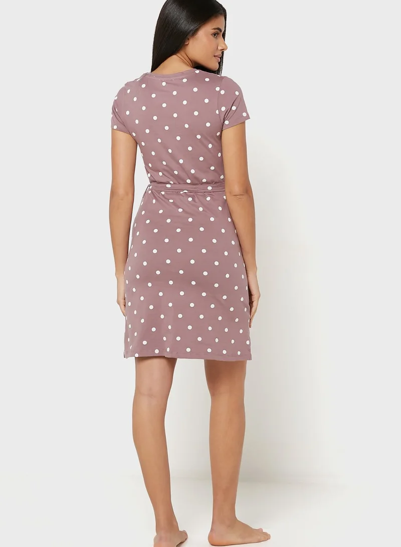 Sweet Dreams Belted Graphic Nightdress
