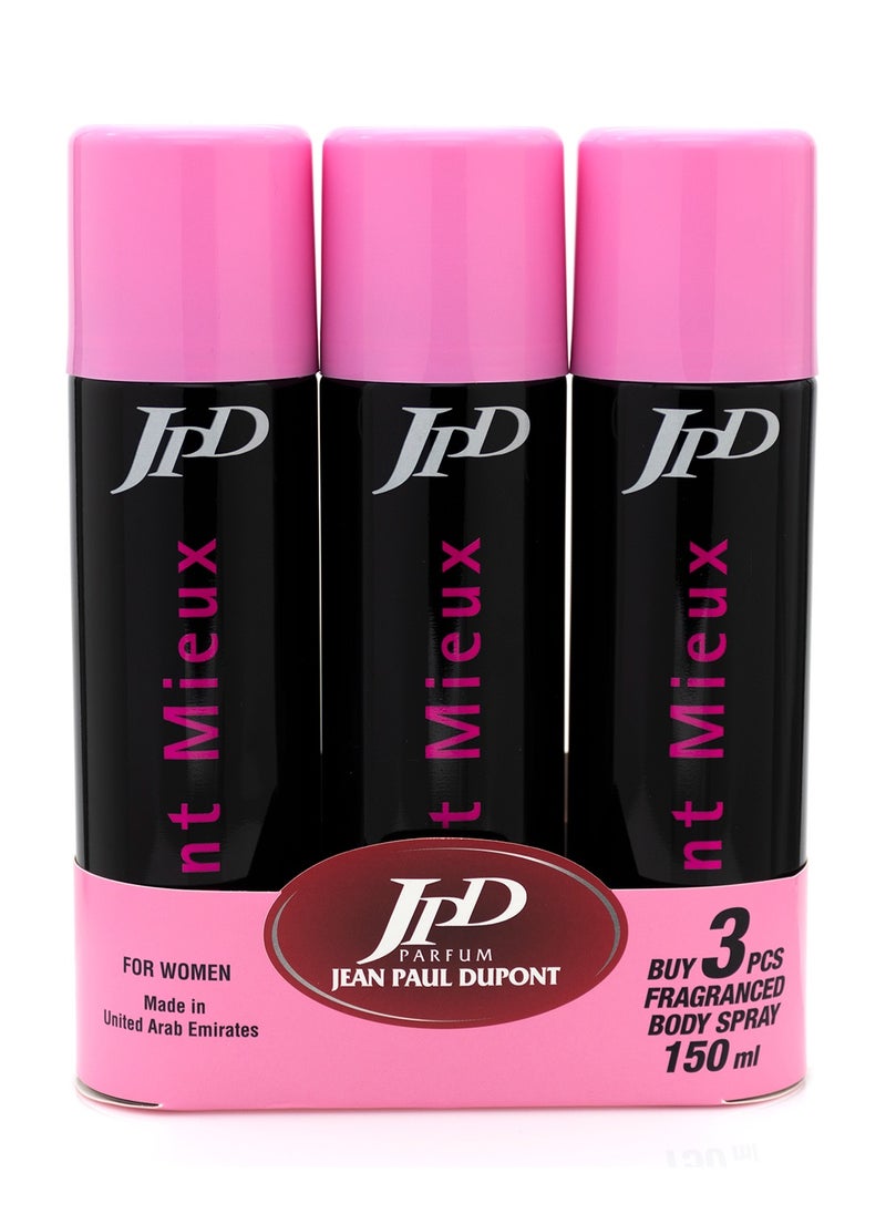 Jean Paul Dupont Tant Mieux 3Pcs Promo Pack Body Spray For Women 150ml  - Image 1