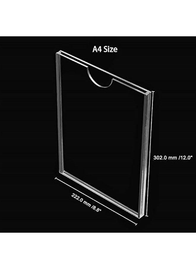 Captaintech BPA Acrylic Checklist Holder, Acrylic Wall Sign Holder Sign Holder 8.3x11.7 A4 Size Clear Vertical Wall Mount Frame Holder for Home, Office, Store, Restaurant, Pack of 2  - Image 2