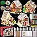 Fovths 4 Sets Clay Christmas Gingerbread House Kit with Lights Craft Cardboard Gingerbread House DIY Christmas Decorations Holiday Activity Arts and Crafts for Christmas Party Supplies Decoration - Image 2