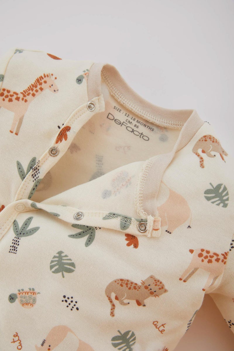 DeFacto Baby Boy Newborn Safari Printed Premium Jumpsuit  - Image 5