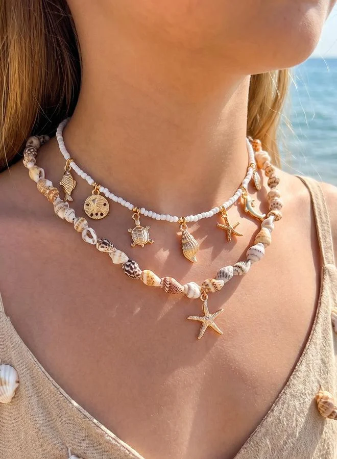 تايك تو Set Of 2 - Shell Beaded Necklace