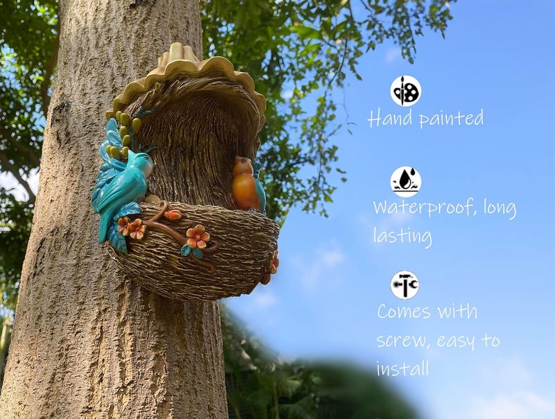 coonoe Fence Bird Feeder, Wall Mounted Bird Feeder, Pole Mounted Bird Feeder, Tree Face Bird Feeder, Garden Art Tree Decor Statues, Outdoor Wild Birdfeeder, Unique Patio Yard Art Gift Whimsical Bird Feeder - Image 5