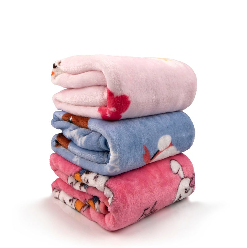 Uber World Newborn Baby Blanket Combo withhood/Infant AC Blanket/Baby Wrapper/Flannel Baby Blanket for 0-9 Months (70x70cm)/Pack of 3 - Image 1