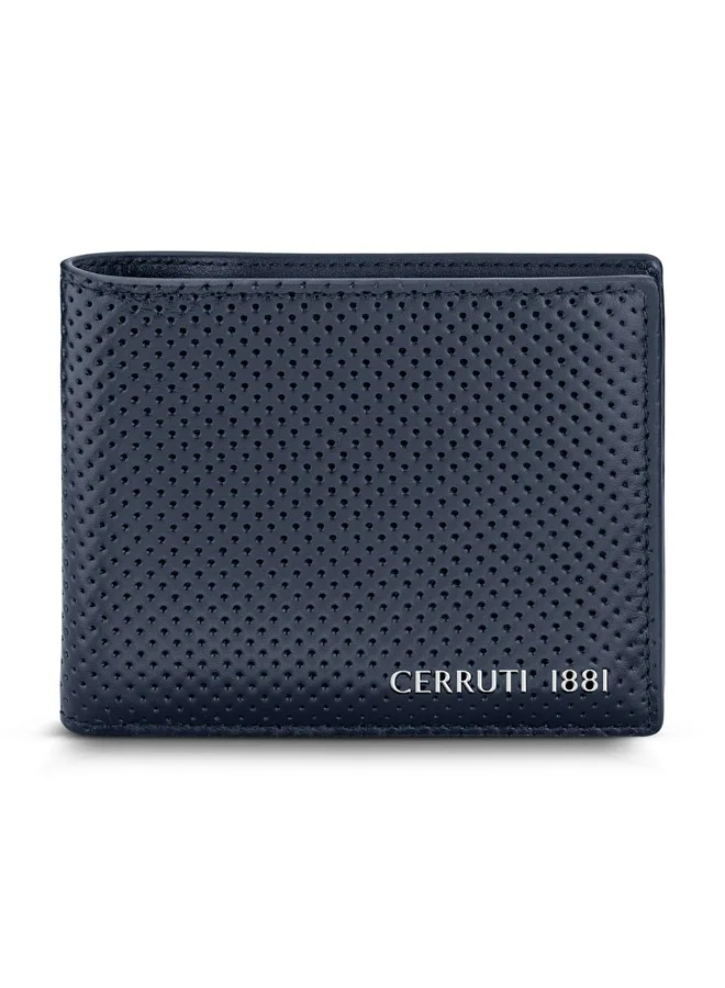 CERRUTI 1881 Cerruti 1881 Punti Navy Bifold Genuine Leather Wallet For Men With 6 Card Slots 105 MM- CEPU06642M-BLU