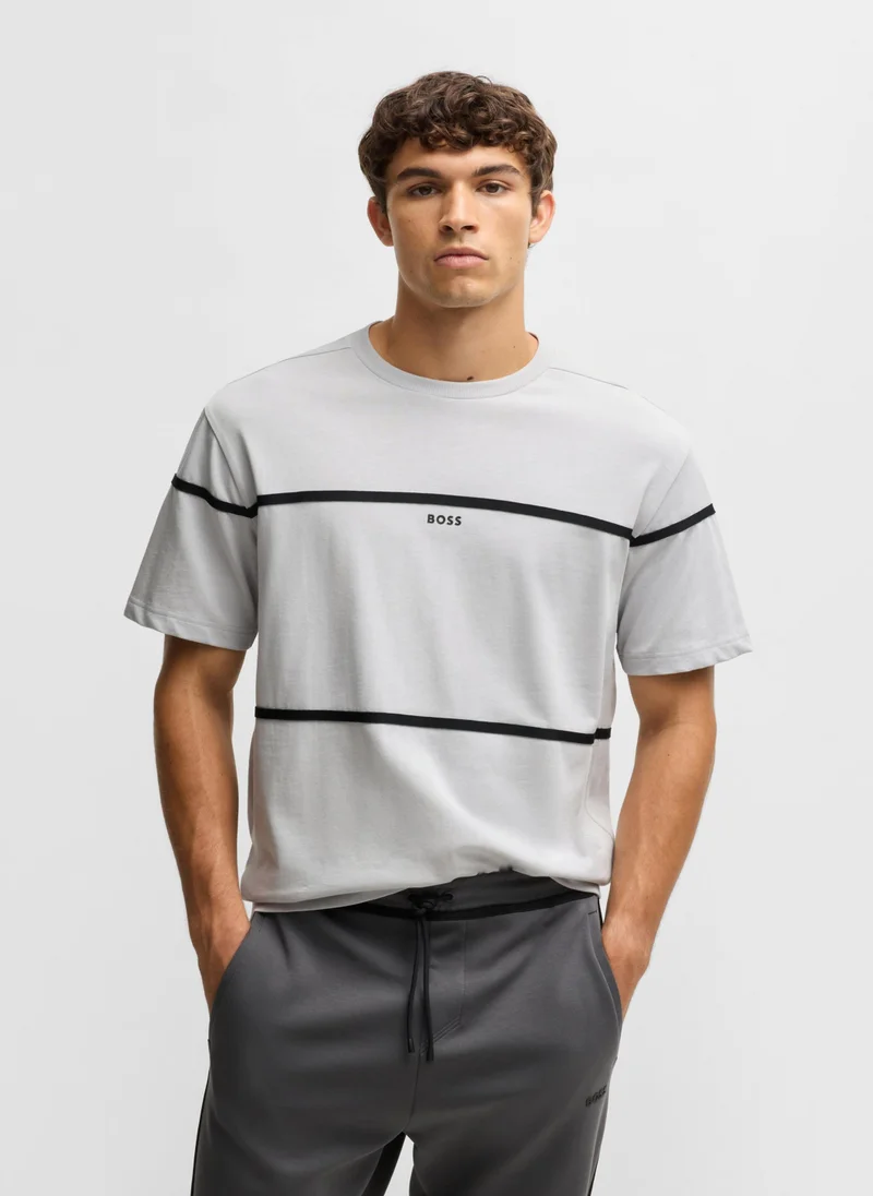 BOSS Relaxed-fit cotton T-shirt with tape and logo details