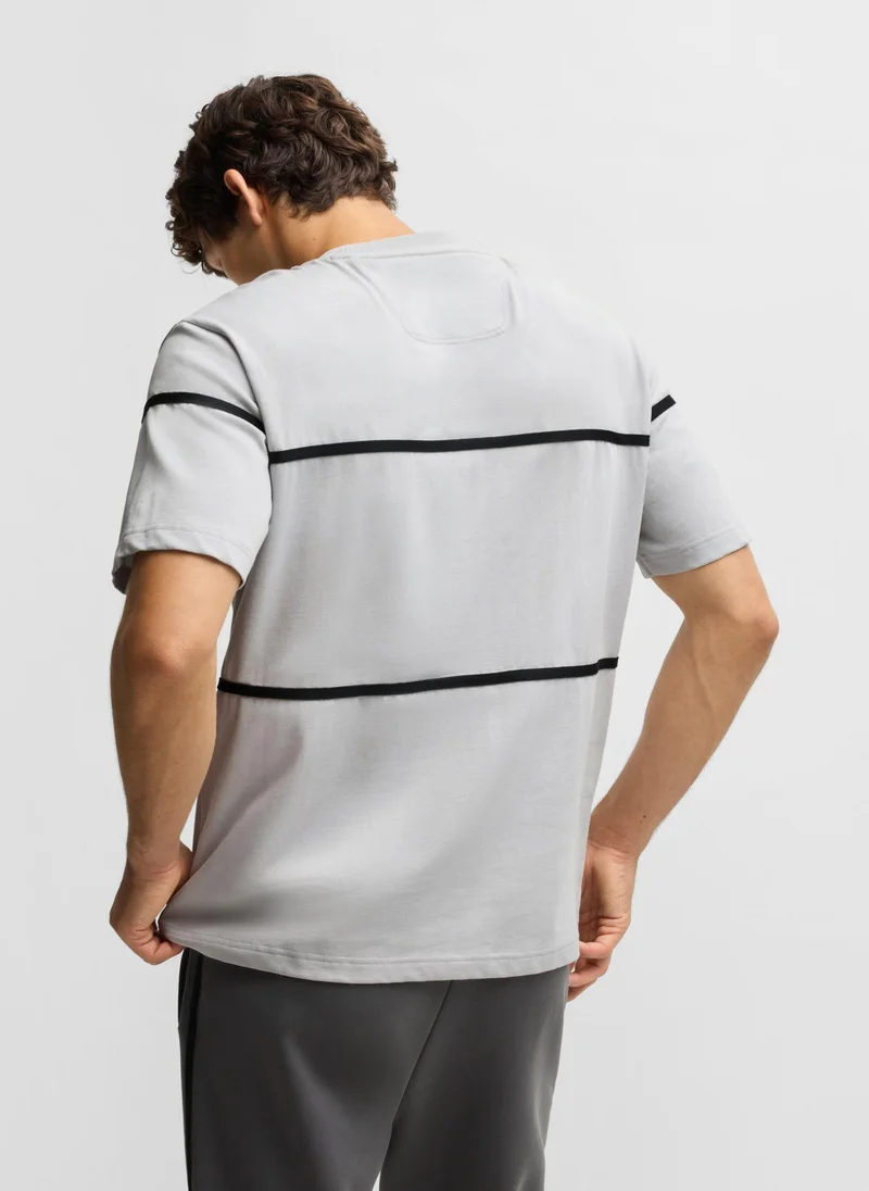 BOSS Relaxed-fit cotton T-shirt with tape and logo details