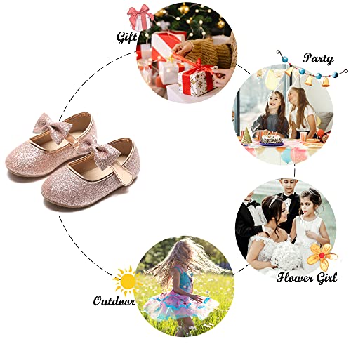 Felix & Flora Girls Mary Jane Flat Dress Shoe for Toddler Little Kid Party School (8 Toddler,Pink) - Image 5