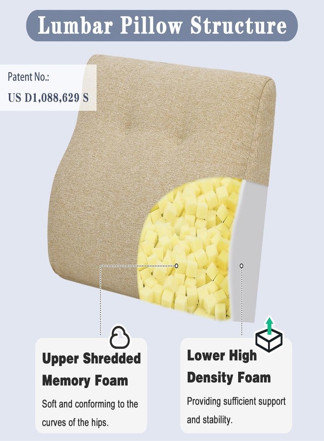 baibu Lumbar Support Pillow for Couch, Dual-Layer Patent Design Back Support Pillow with Memory Foam Ergonomic Orthopedic Recliner Lumbar Cushions for Elderly Lower Back Pain Relief, Beige, 1PC - Image 2