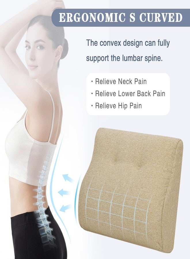 baibu Lumbar Support Pillow for Couch, Dual-Layer Patent Design Back Support Pillow with Memory Foam Ergonomic Orthopedic Recliner Lumbar Cushions for Elderly Lower Back Pain Relief, Beige, 1PC - Image 4