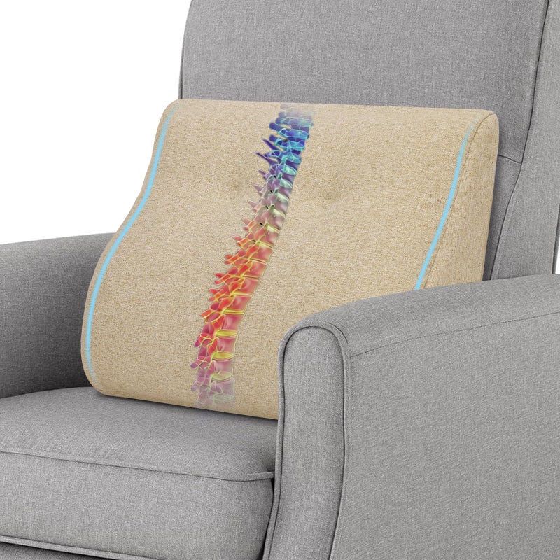 baibu Lumbar Support Pillow for Couch, Dual-Layer Patent Design Back Support Pillow with Memory Foam Ergonomic Orthopedic Recliner Lumbar Cushions for Elderly Lower Back Pain Relief, Beige, 1PC - Image 1