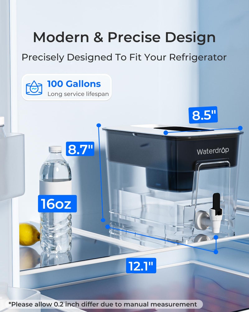 Waterdrop Alkaline Water Filter Dispenser, Large 40-Cup, Healthy, Clean & Toxin-Free Mineralized Alkaline Water, 100-Gallon, BPA Free, Black (1 Filter Included) - Image 4