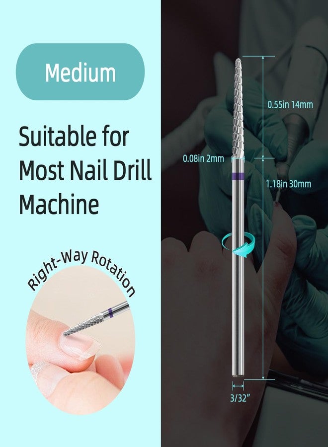 HYTOOS Small Cone Cuticle Clean Nail Drill Bits, 3/32" 2mm Conical Carbide Nail Bit, Professional Safety Under Nails Cleaner for Cuticle Dead Skin, Electric Manicure Accessories, Medium - Image 4