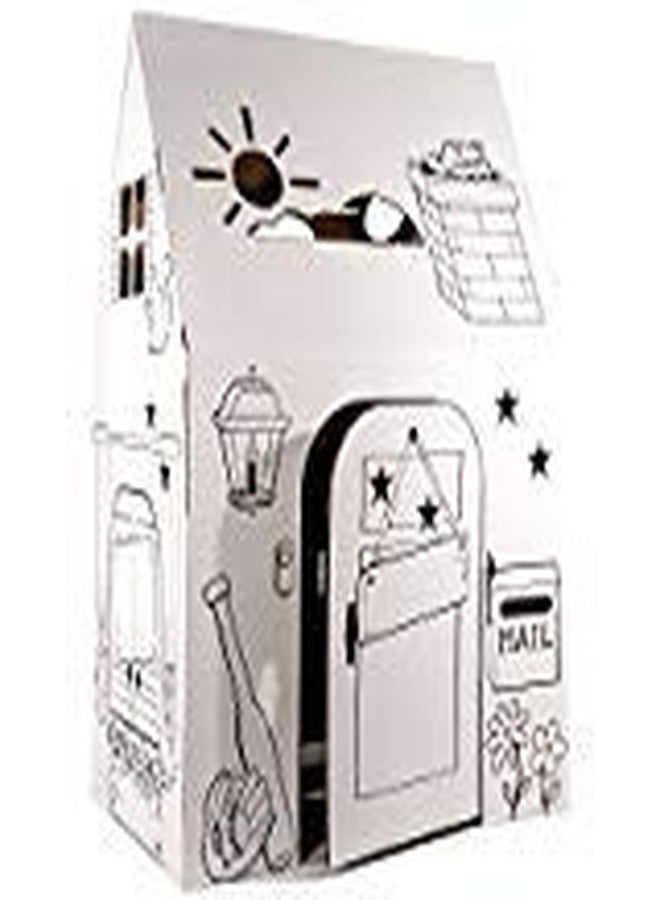 Easy Playhouse Clubhouse - Kids Art and Craft for Indoor and Outdoor Fun, Color, Draw, Doodle on this Blank Canvas - Decorate and Personalize a Cardboard Fort, 34" X 27" X 48" - Made in USA, Age 3+