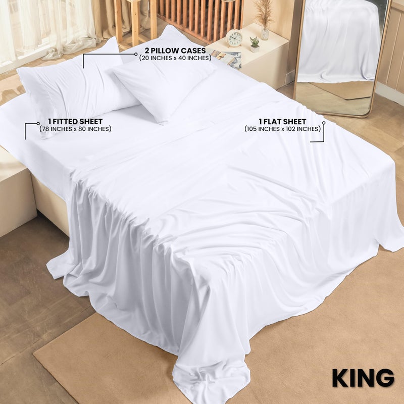 Utopia Bedding King Sheet Set 4 Piece Bed Sheets for King Size Bed, Hotel Luxury, Extra Soft, Cooling Bed Sheets - Wrinkle, and Fade Resistant (White) - Image 2