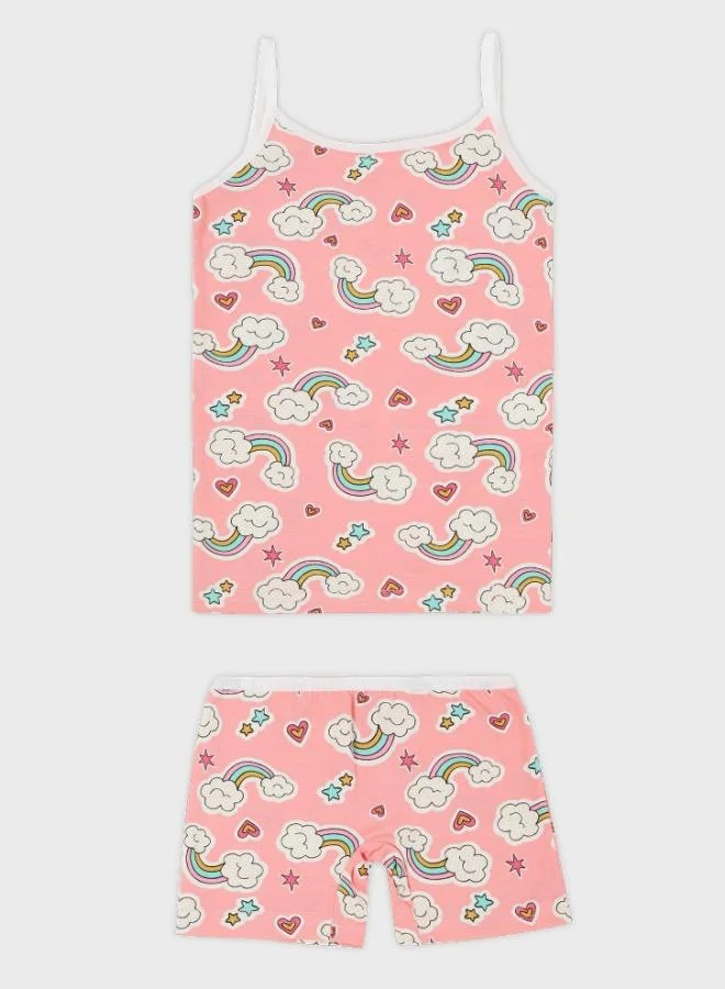 Lela Lela Patterned 100% Cotton Rope Suspender 2-Piece Underwear Set Girl's SET 6651011