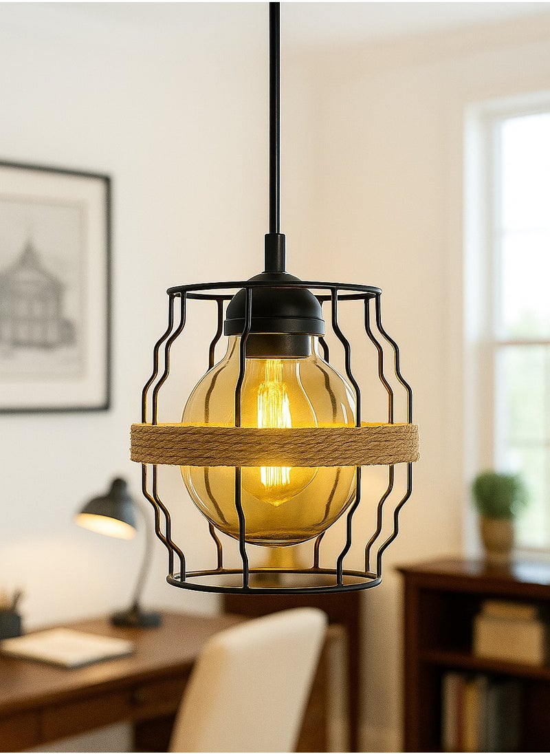 Generic Industrial-design pendant chandelier with warm lighting and a black metal base for modern offices and homes - Kora Shraih - 1016  - Image 2