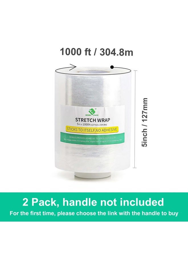 BOMEI PACK 2 Plastics Industrial Mini Stretch Wrap Film Replacement 5" x 1000ft Roll, 80 Gauge for Moving, ing Wrap Industrial Strength- Self Adhering aging Heavy Duty, - Image 3