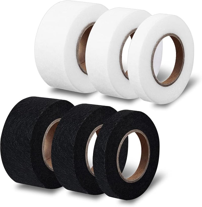 TERRIFI 6 Rolls of Versatile Hemming Tape, 420 Yards of No-Sew Iron-On Fabric Fusing Tape for Easy Clothes Repair and Sewing Projects, Ideal for Pants, Dresse, Curtain and More (0.4/0.8/1.2 inch, White/Black) - Image 1