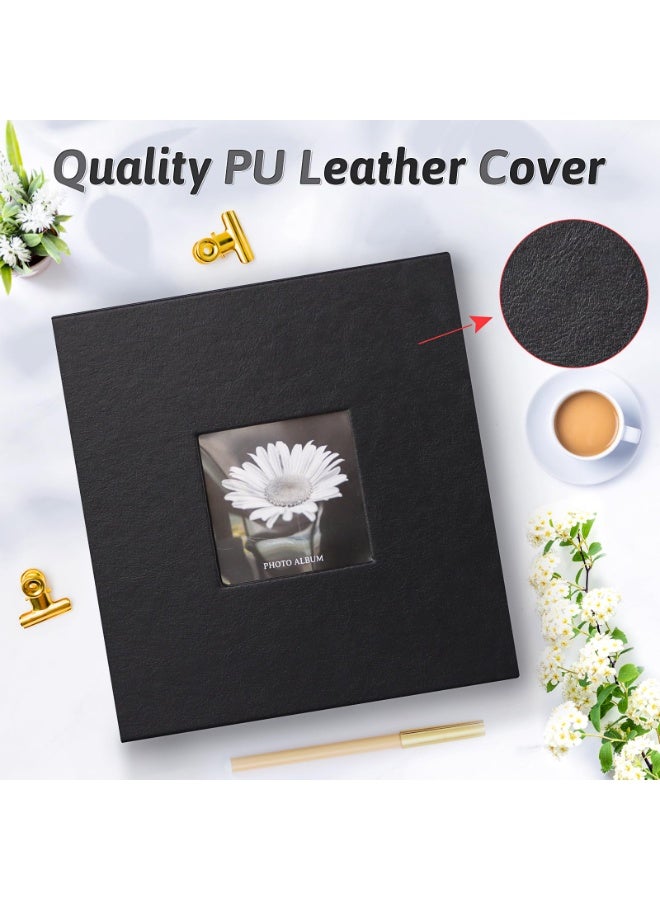 يلا جوي ألبوم الصور الكتان ألبوم الصورة، 200 جيوب كتاب ألبوم الصور الكتاب، الكتان غلاف صلب الكتاب الكبير القدرة مع النافذة الأمامية لعائلة الزفاف (الأسود) - Image 2