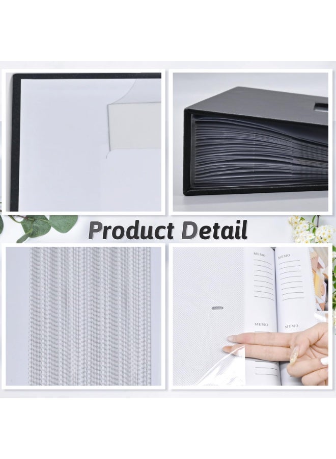 يلا جوي ألبوم الصور الكتان ألبوم الصورة، 200 جيوب كتاب ألبوم الصور الكتاب، الكتان غلاف صلب الكتاب الكبير القدرة مع النافذة الأمامية لعائلة الزفاف (الأسود) - Image 5