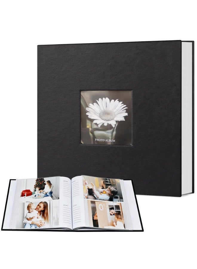 يلا جوي ألبوم الصور الكتان ألبوم الصورة، 200 جيوب كتاب ألبوم الصور الكتاب، الكتان غلاف صلب الكتاب الكبير القدرة مع النافذة الأمامية لعائلة الزفاف (الأسود) - Image 1