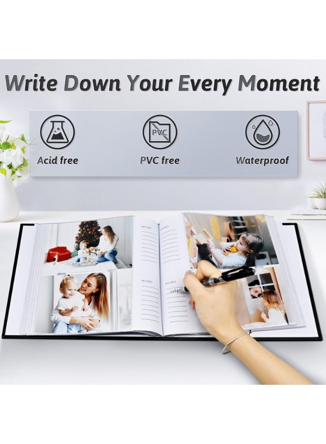 يلا جوي ألبوم الصور الكتان ألبوم الصورة، 200 جيوب كتاب ألبوم الصور الكتاب، الكتان غلاف صلب الكتاب الكبير القدرة مع النافذة الأمامية لعائلة الزفاف (الأسود) - Image 3