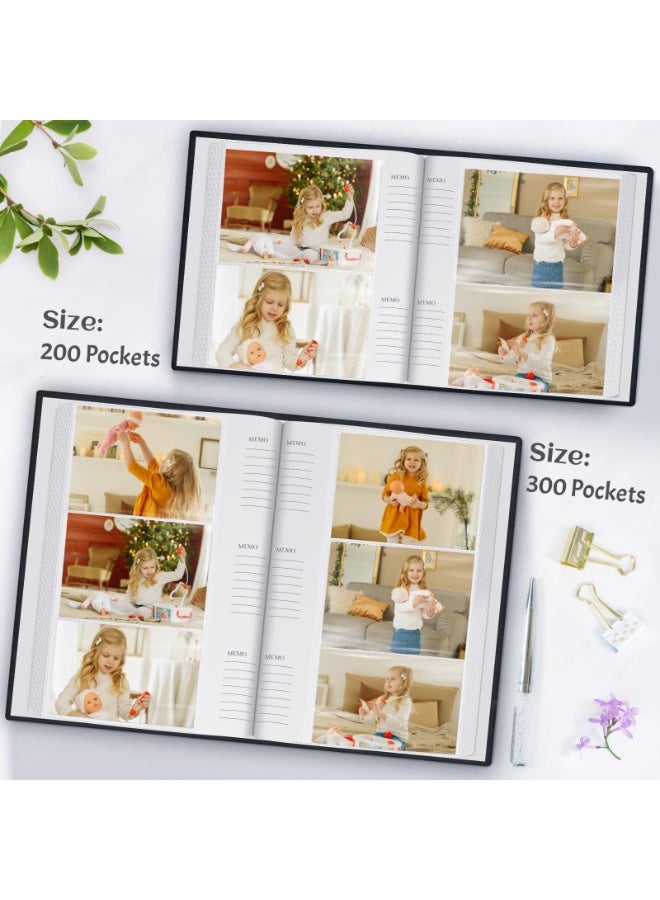 يلا جوي ألبوم الصور الكتان ألبوم الصورة، 200 جيوب كتاب ألبوم الصور الكتاب، الكتان غلاف صلب الكتاب الكبير القدرة مع النافذة الأمامية لعائلة الزفاف (الأسود) - Image 4