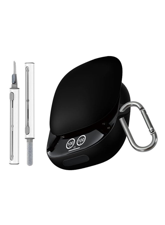 SJet for Liberty 4 Pro Case Cover with Cleaner Kit, Soft Silicone Protective Case for Anker Soundcore Liberty 4 Pro Case for Women Men, Liberty 4 Pro Case Accessories with Keychain (Black)