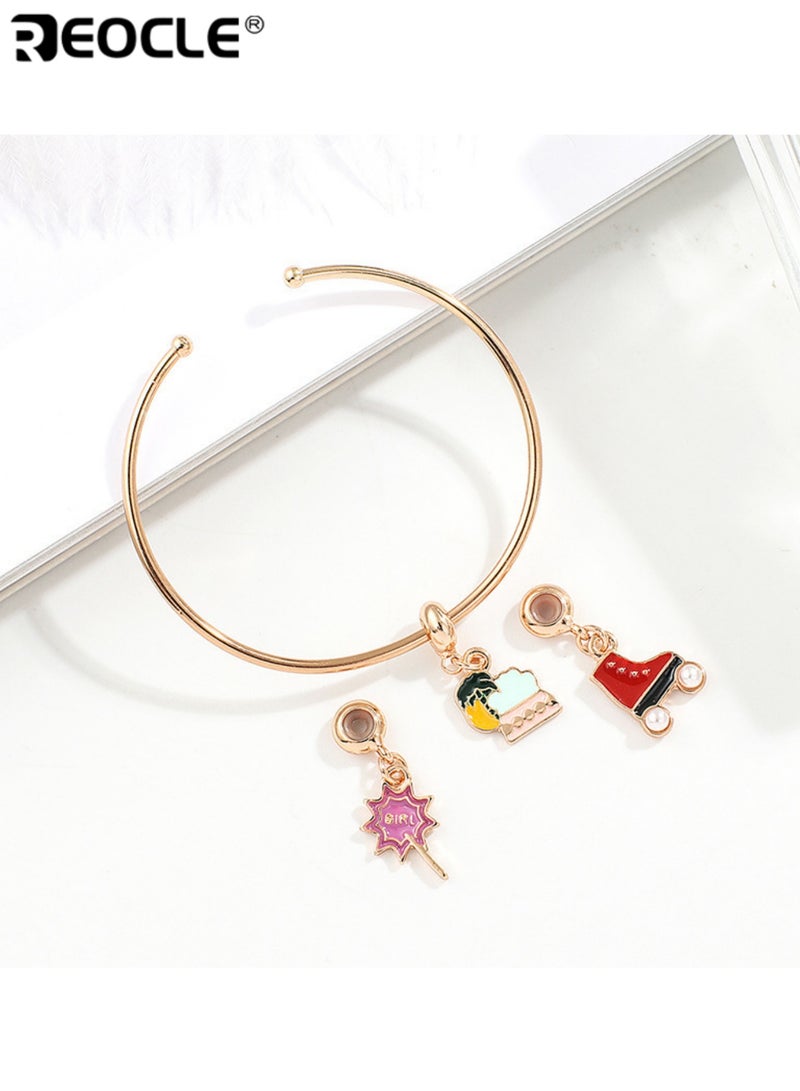 REOCLE Kids' Charm Bracelet Set Adjustable Bangle with Play-Themed Charms Casual Daily Wear Whimsical Accessory Set - Image 1