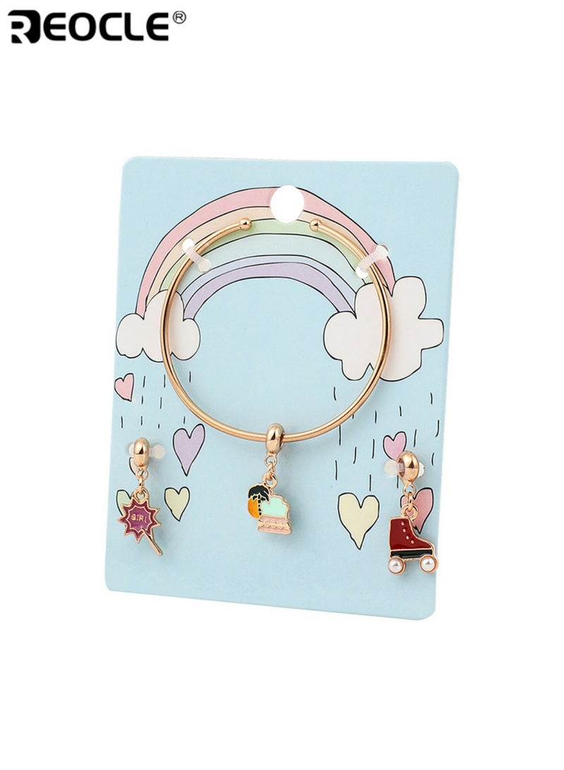 REOCLE Kids' Charm Bracelet Set Adjustable Bangle with Play-Themed Charms Casual Daily Wear Whimsical Accessory Set - Image 5