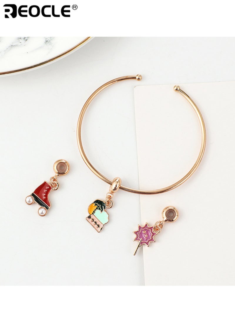 REOCLE Kids' Charm Bracelet Set Adjustable Bangle with Play-Themed Charms Casual Daily Wear Whimsical Accessory Set - Image 4