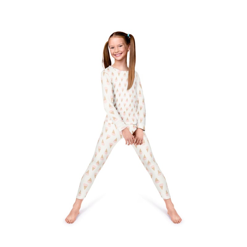 Rocky Thermal Underwear for Kids, Girls Thermals Long Johns Underwear, Base Layer for Cold weather/skiing, Ice Cream Design, M - Image 1